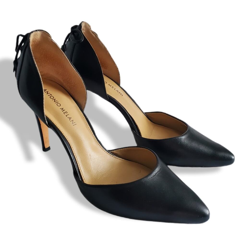 Antonio Milani Black D Orsay Heel Shoe 8 Vamp Sexy Cocktail Party Chic Edgy